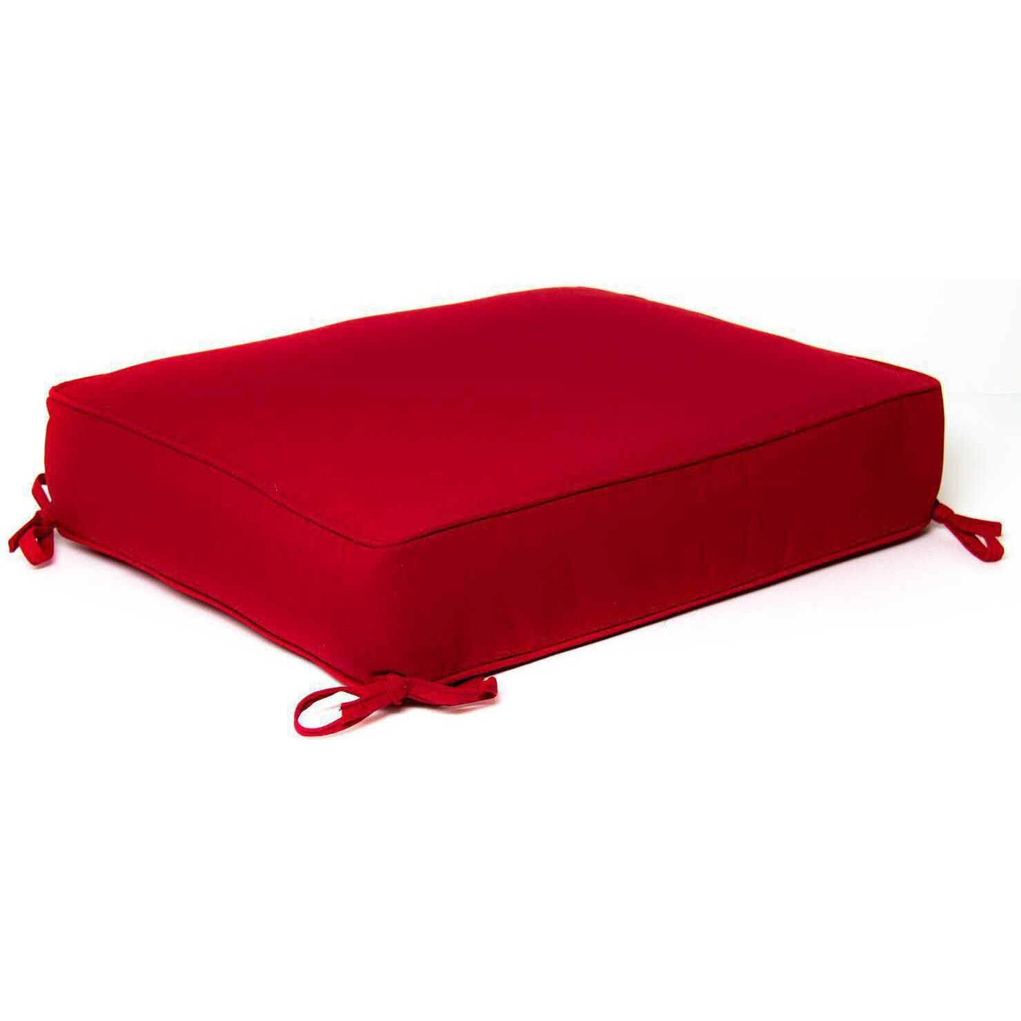 Small Replacement Ottoman Cushion With Piping - Canvas Jockey Red thumbnail