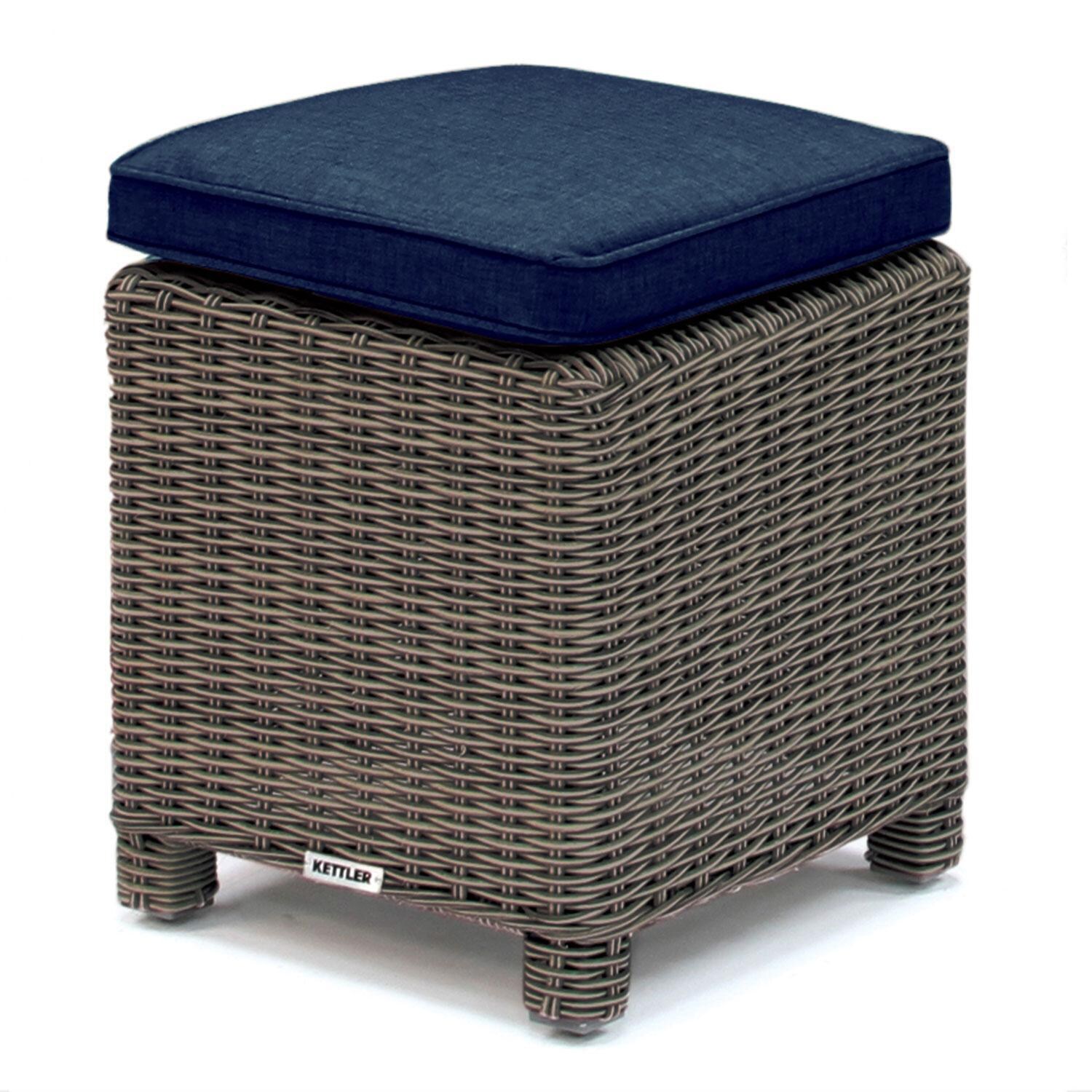 Palma 6 Pc Teak Lounge Seating Set in Indigo By KETTLER - Ottoman - White Background thumbnail