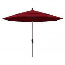 California Umbrella 11 Ft. Octagonal Aluminum Collar Tilt Patio Umbrella W/ Crank Lift & Aluminum Ribs - Bronze Frame / Olefin Red Canopy