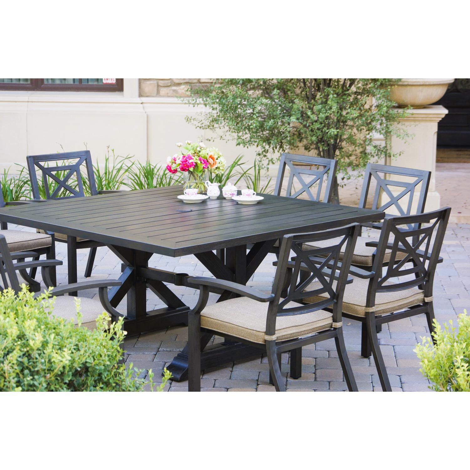 Darlee Brooklyn 60-Inch Cast Aluminum Patio Square Dining Table - Table Close-up thumbnail