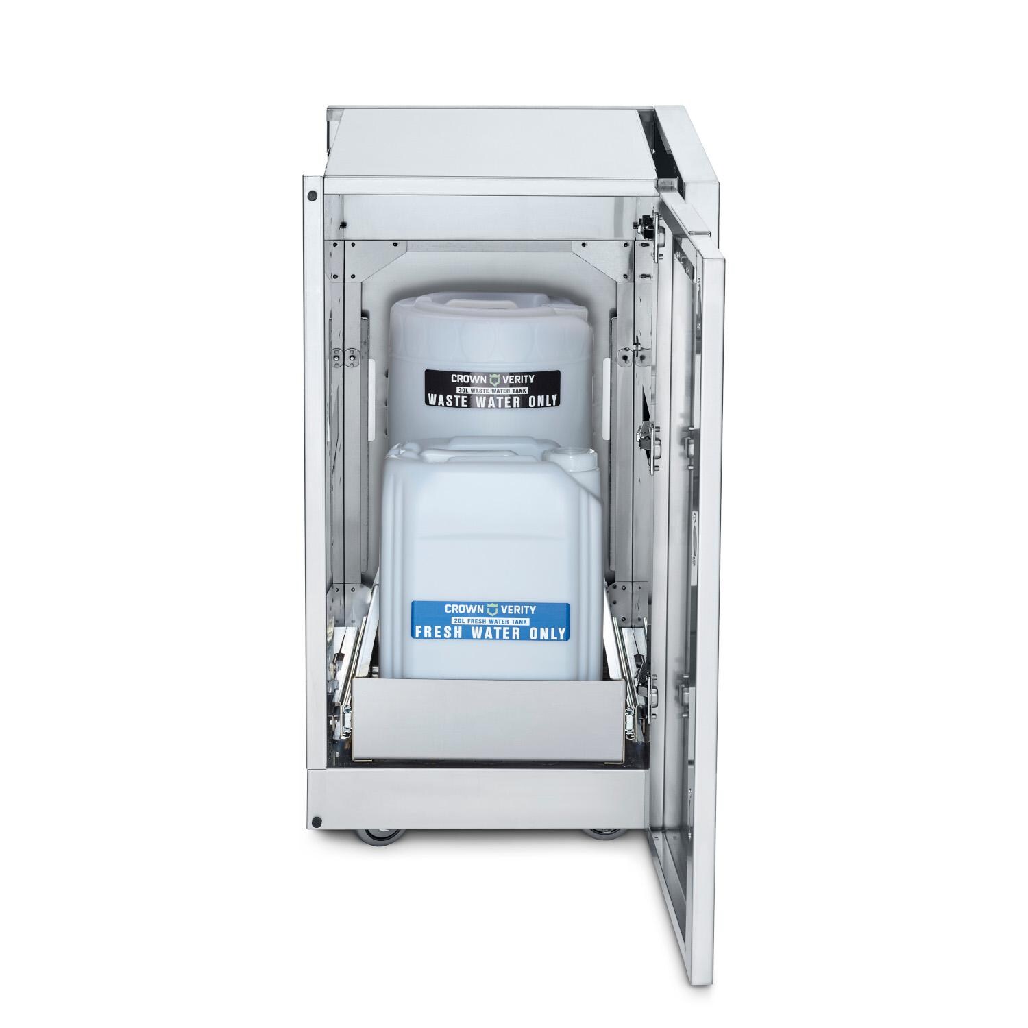 Crown Verity Infinite Series 18-Inch Stainless Steel Cabinet Module Sink Water Storage w/ Water Pump, Clean & Waste Water Tanks - ICM-WBS