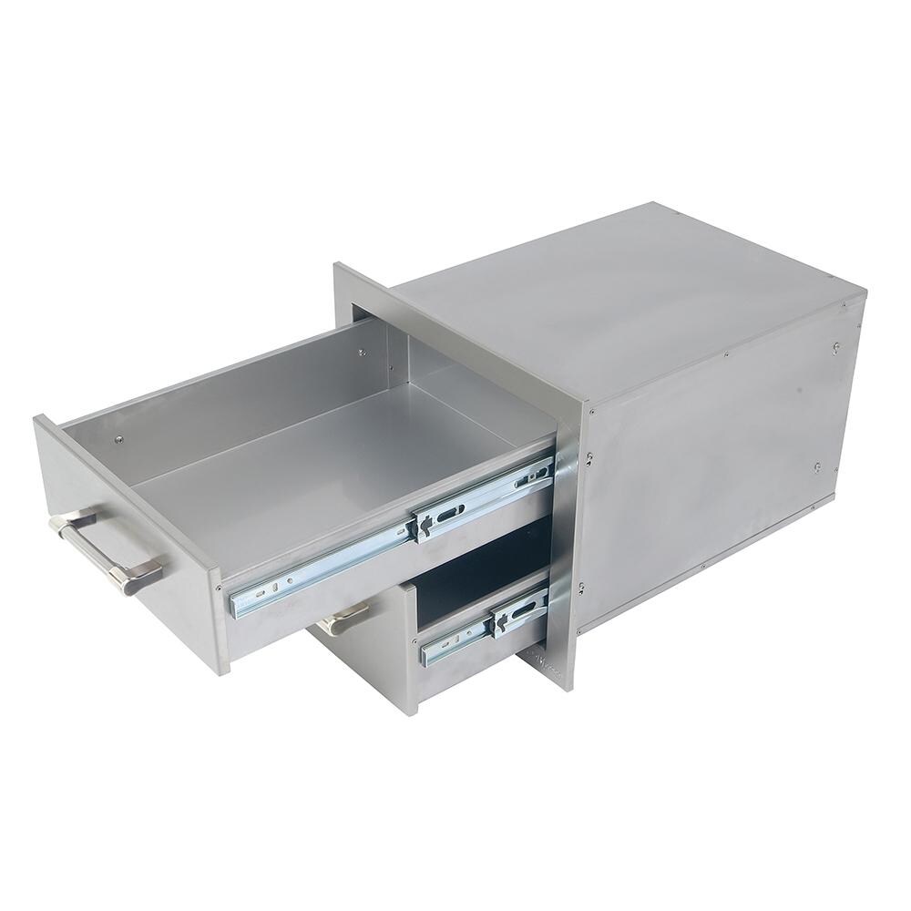 Alfresco - AXE-2DR-SC - 17-Inch Stainless Steel Smooth-Close Double Drawer - Full Extension Slides thumbnail