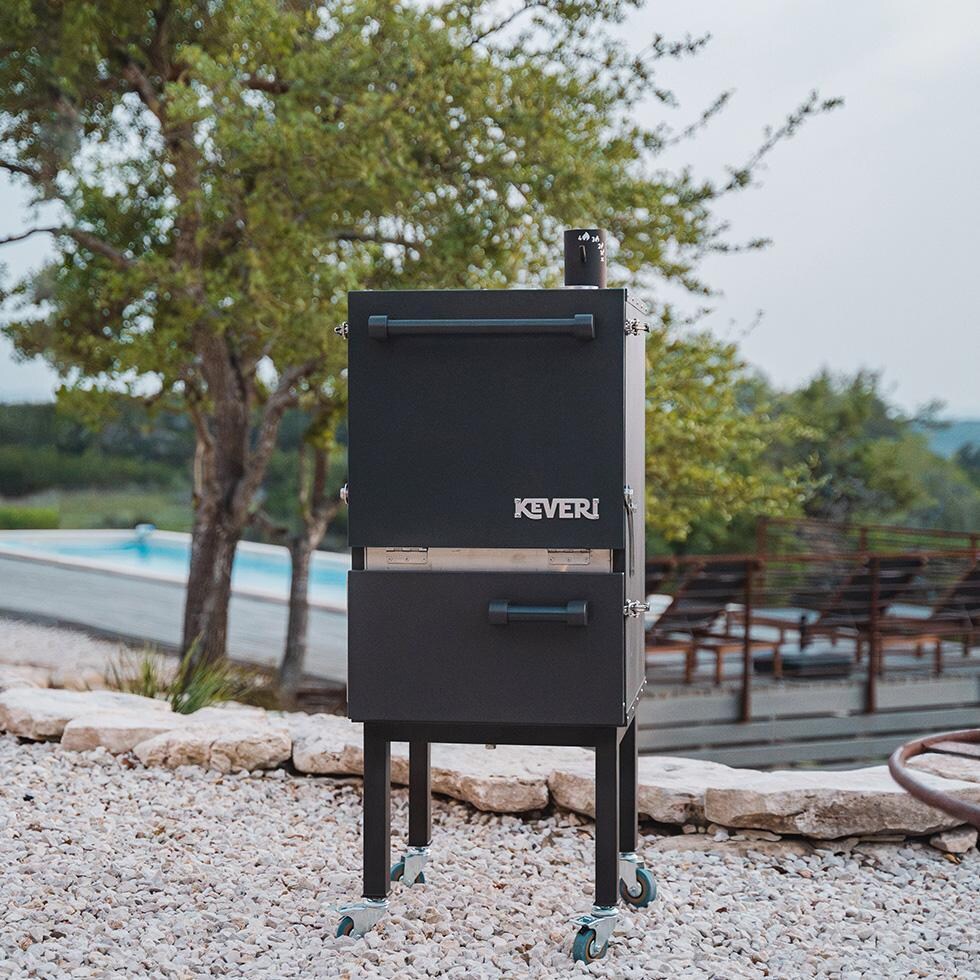 Keveri H1 H1BT Vertical Multi-Purpose Charcoal Oven - Black Truffle - Front - Lifestyle thumbnail