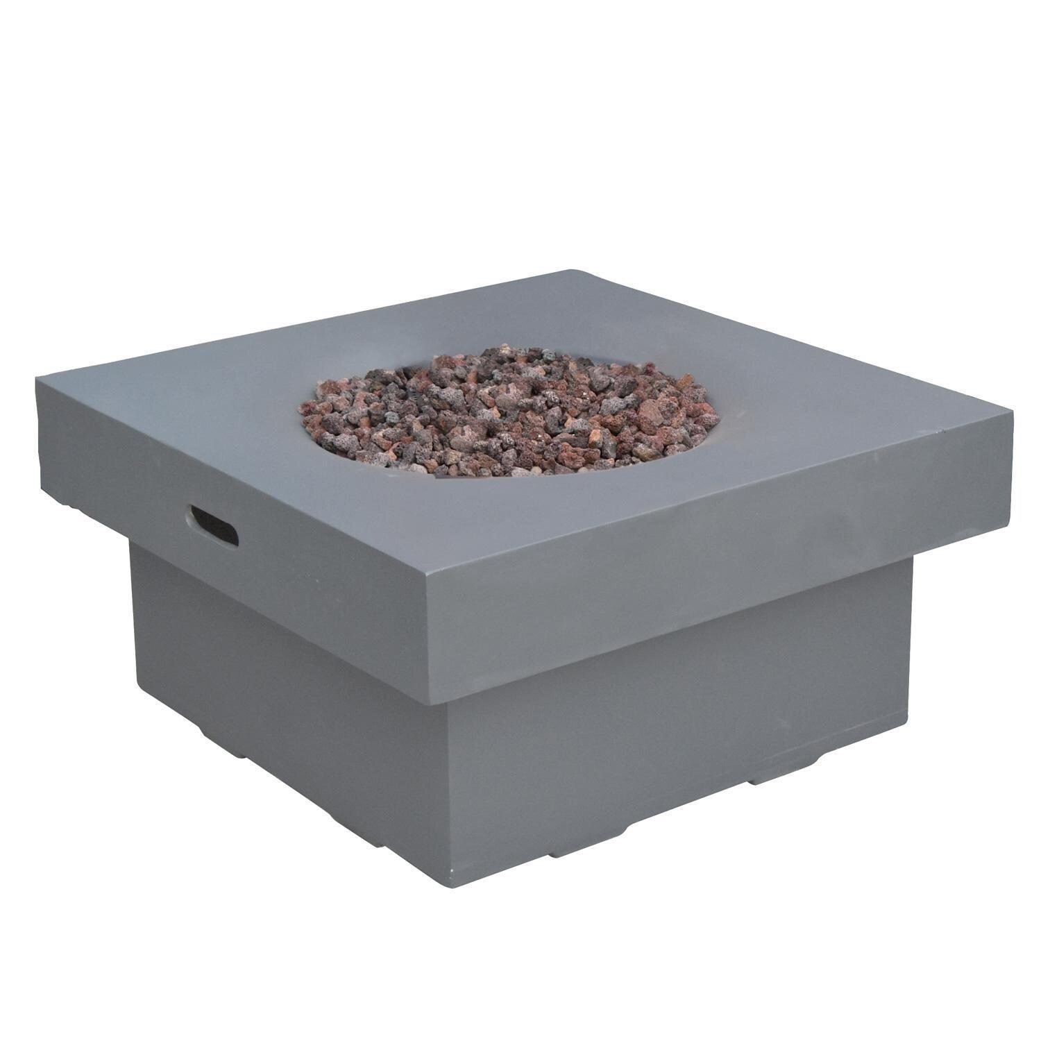 Elementi OFG141LG-LP Branford 34-Inch Square Propane Fire Pit Table - Front View - White Background thumbnail