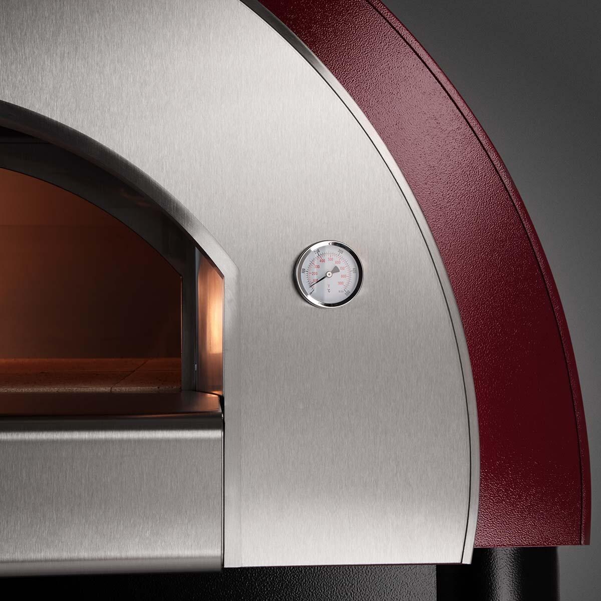 Alfa Pro Quick 47-Inch Outdoor Wood-Fired Pizza Oven - Front View Showing Thermometer & Oven Interior thumbnail