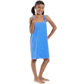 Terry Town Girls Terry Velour Body Wrap Towel Small - Aqua