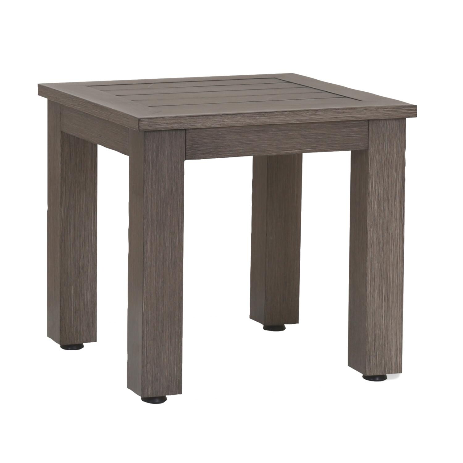 Laguna 22 Inch Square Aluminum End Table in Driftwood by Sunset West