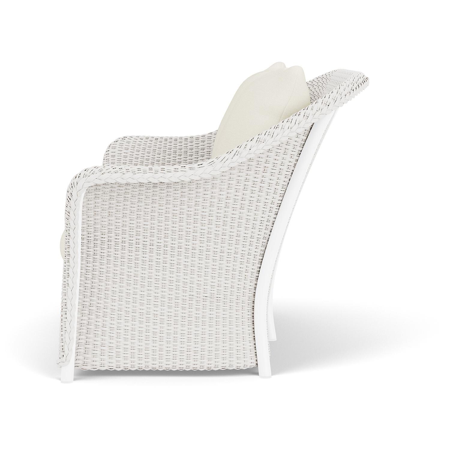 Lloyd Flanders Weekend Retreat Loveseat in White Finish W/ Sailcloth Salt Fabric - Side thumbnail