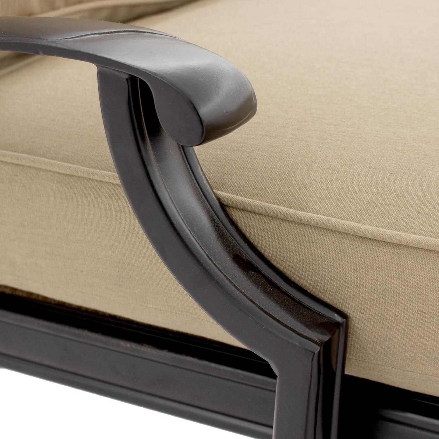 Bocage Sling Patio Chaise Lounge W/ Sunbrella Heather Beige Cushion By