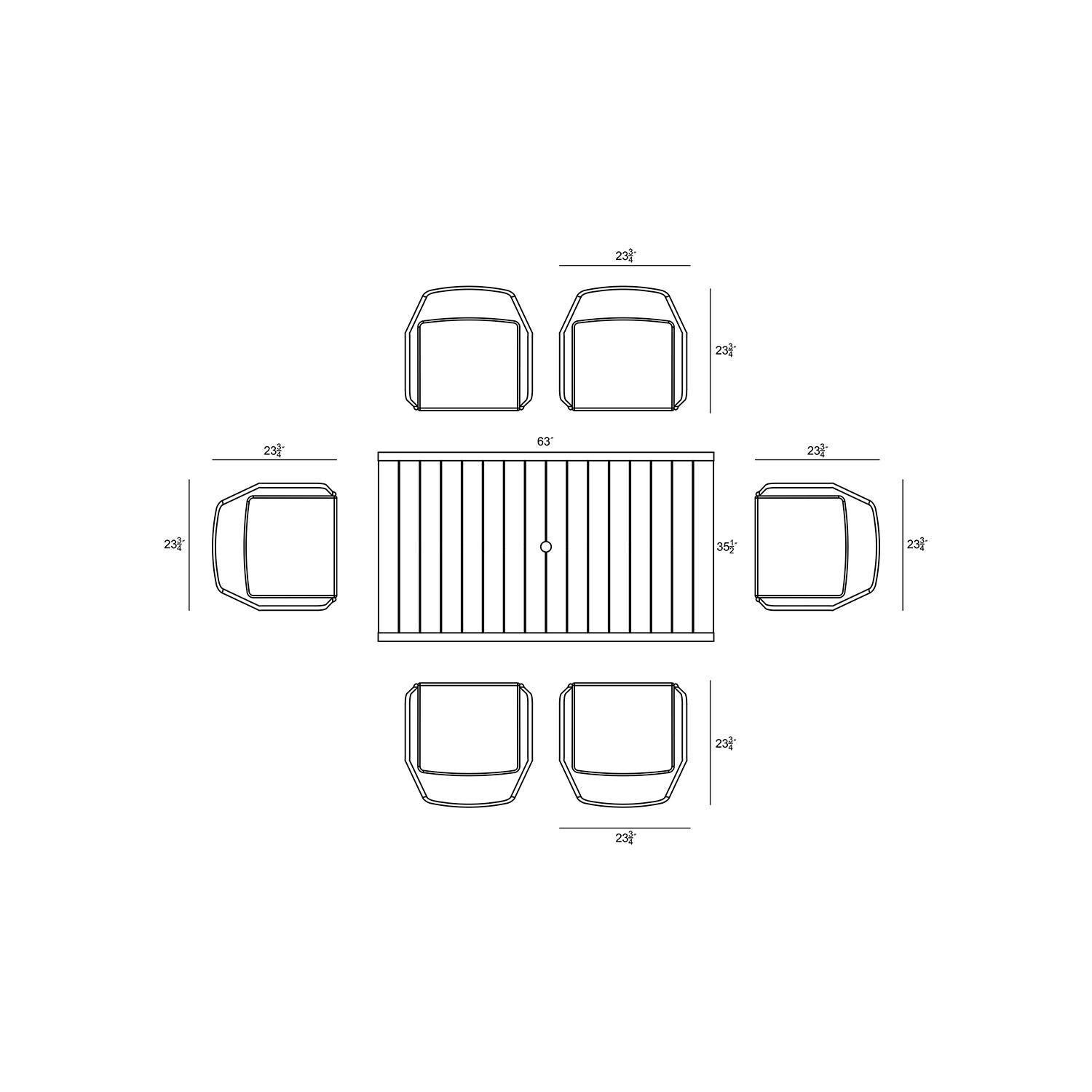 Starlook Bay 6 Seat Rectangular Dining Table in Slate by Lakeview - Dimensional 2 thumbnail