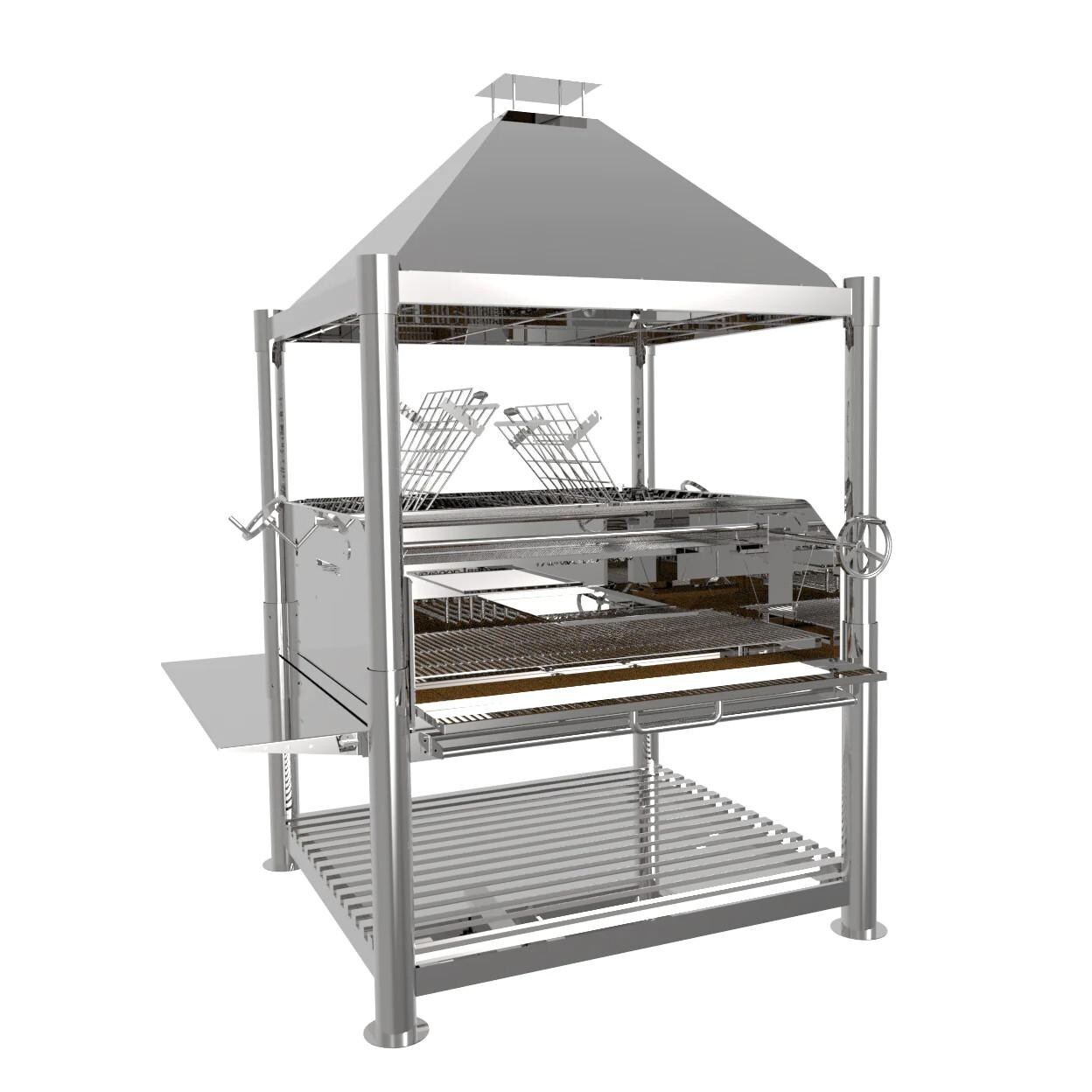 Tagwood BBQ BBQ22SS XL Argentine Wood Fire & Charcoal Grill - Stainless Steel - Angled From Left thumbnail