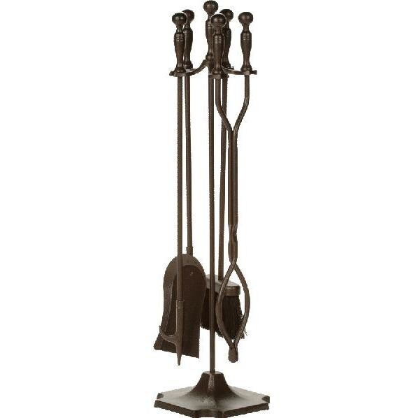Alpine Flame 30 1/2-Inch 5-Piece Bronze Fireplace Tool Set With Stand thumbnail