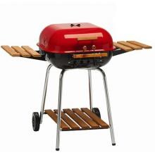 Americana by Meco Charcoal Grill With Wood Side Trays - Red - 4105