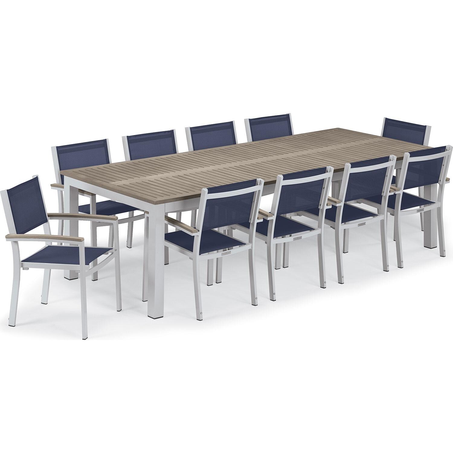 Travira 11 Pc Glass Fiber Reinforced Concrete Dining Set in Ink Pen/Vintage/Flint By Oxford Garden
