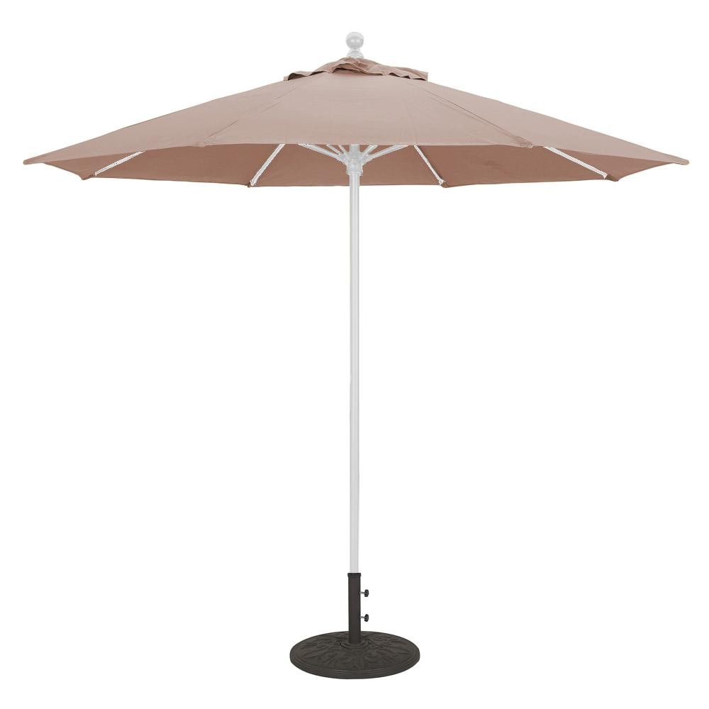 Galtech 9 Ft. Octagonal Aluminum Patio Umbrella W/ Manual Lift - White Frame W/ Antique Beige Sunbrella Fabric (Umbrella Base Not Included) thumbnail