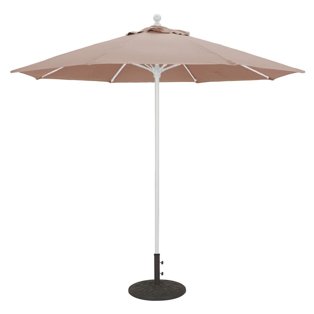 Galtech 9 Ft. Octagonal Bar Height Aluminum Patio Umbrella W/ Manual Lift - White Frame W/ Antique Beige Sunbrella Fabric (Umbrella Base Not Included) thumbnail