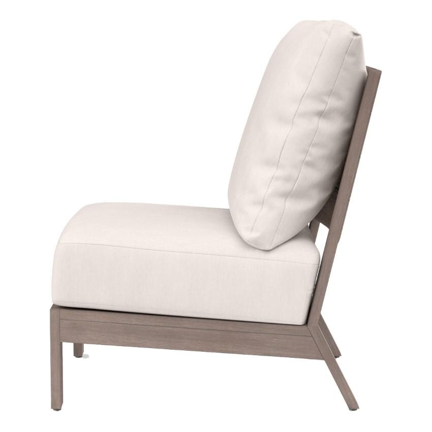 Laguna Aluminum Armless Club Chair w/ No Welt in Driftwood/Canvas Natural by Sunset West - Side View - White Background thumbnail