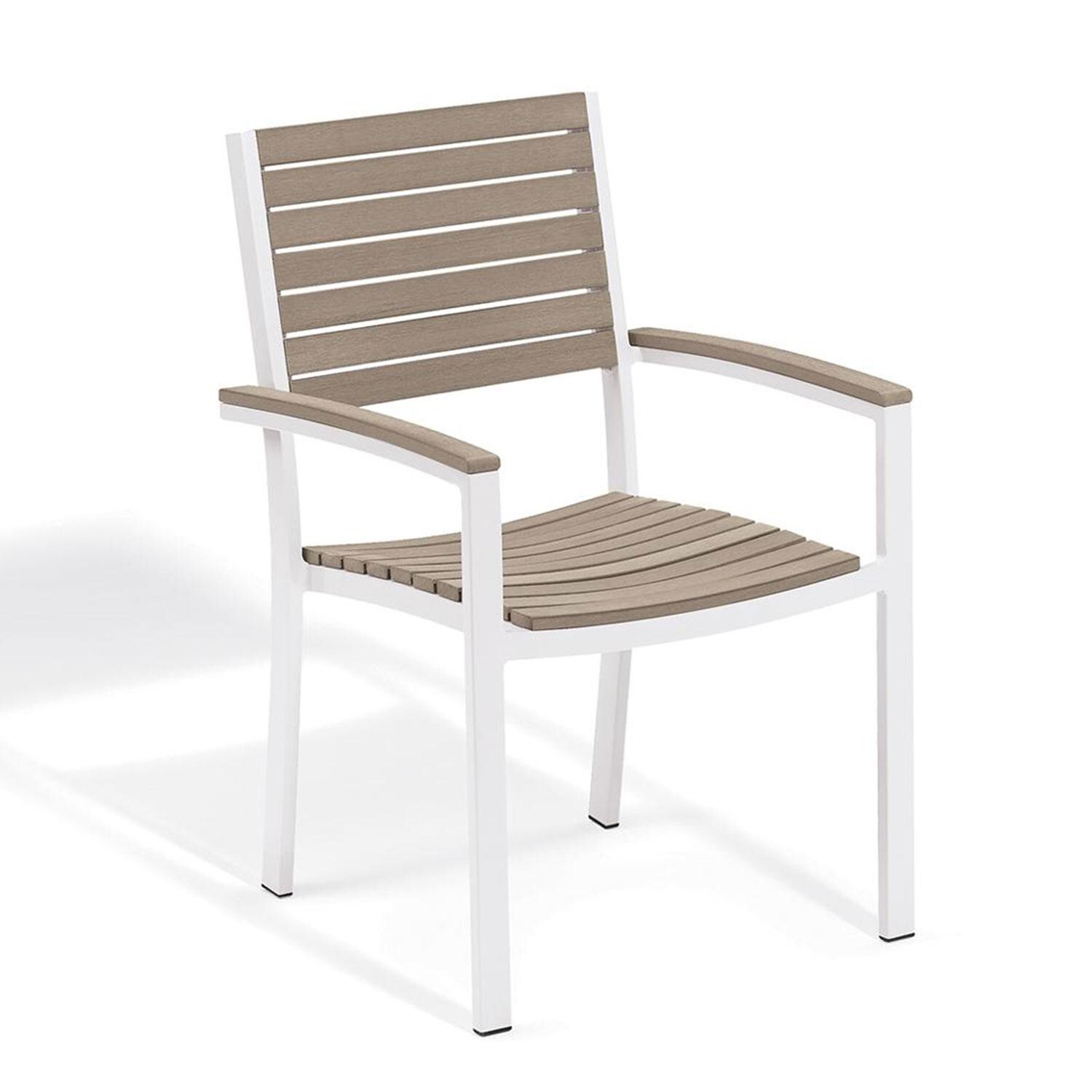 Oxford Garden Travira 6 Piece Chalk Aluminum Patio Dining Set - Vintage Tekwood Armchair thumbnail