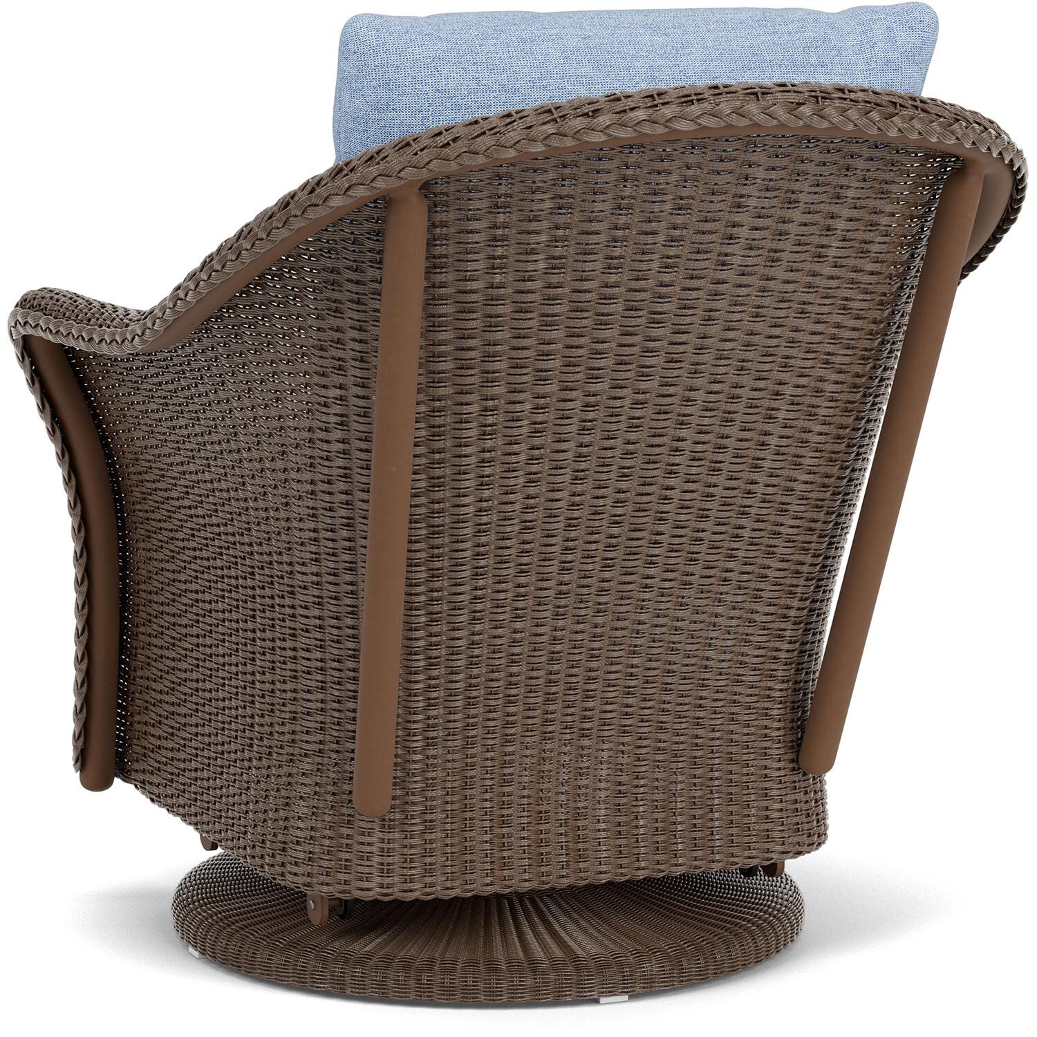 Lloyd Flanders Weekend Retreat Swivel Glider Lounge Chair in Bark Finish W/ Demo Skyway Fabric - Back Left thumbnail