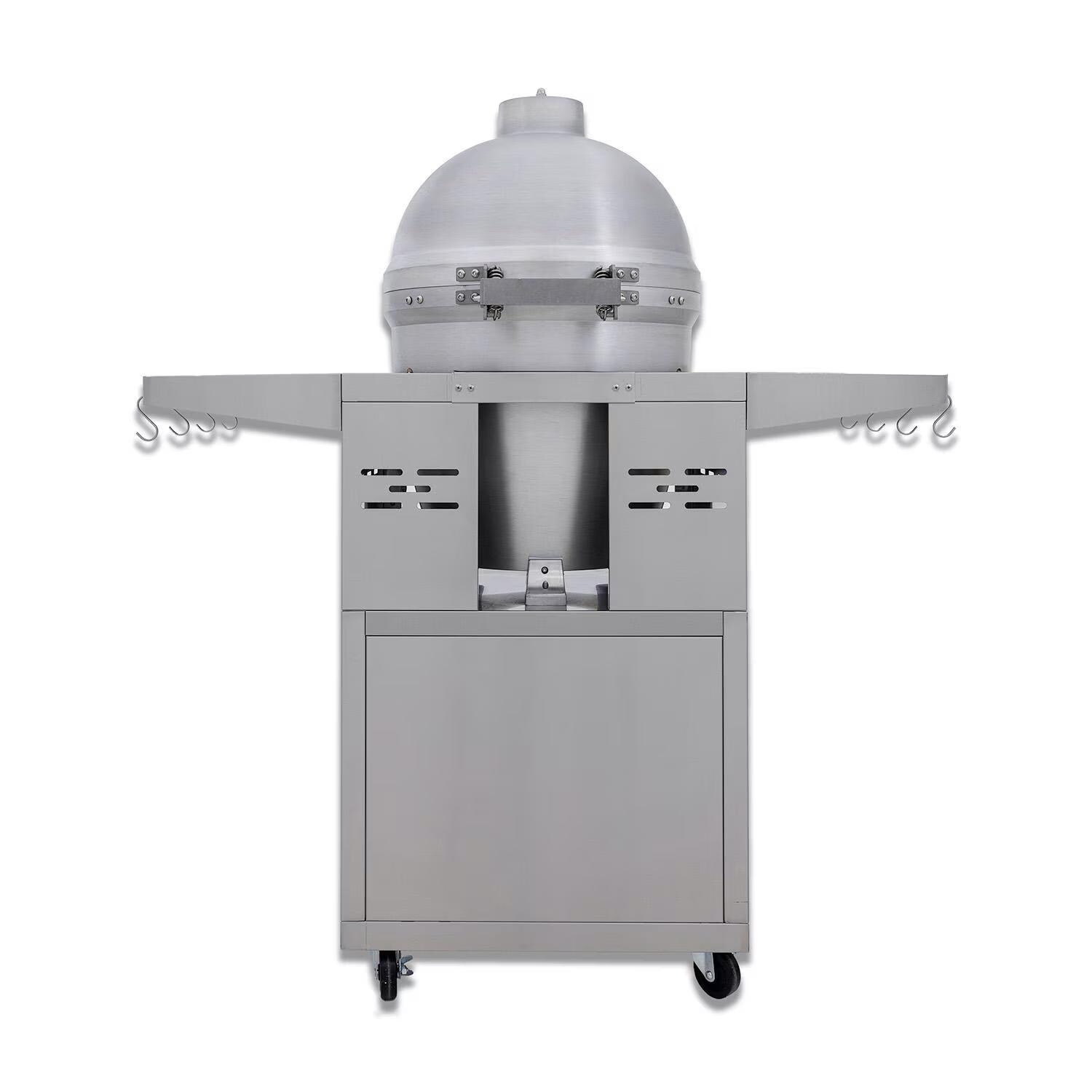 Blaze BLZ-20-KAMADO 20-Inch Cast Aluminum Kamado Grill on Stainless Steel Cart - Rear - White Background thumbnail