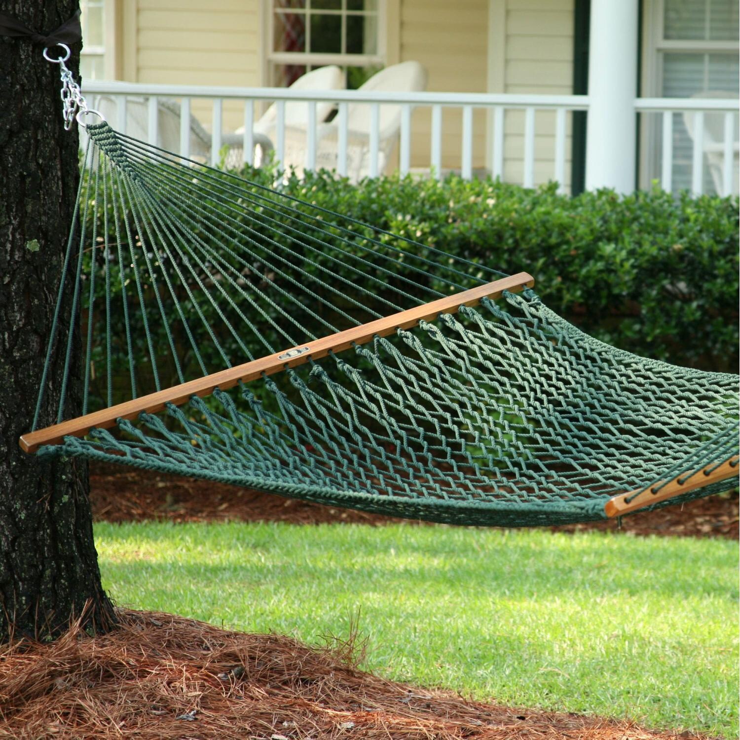 Pawleys Island 15DCG Presidential Size Original DuraCord Rope Hammock - Green - On the Lawn thumbnail