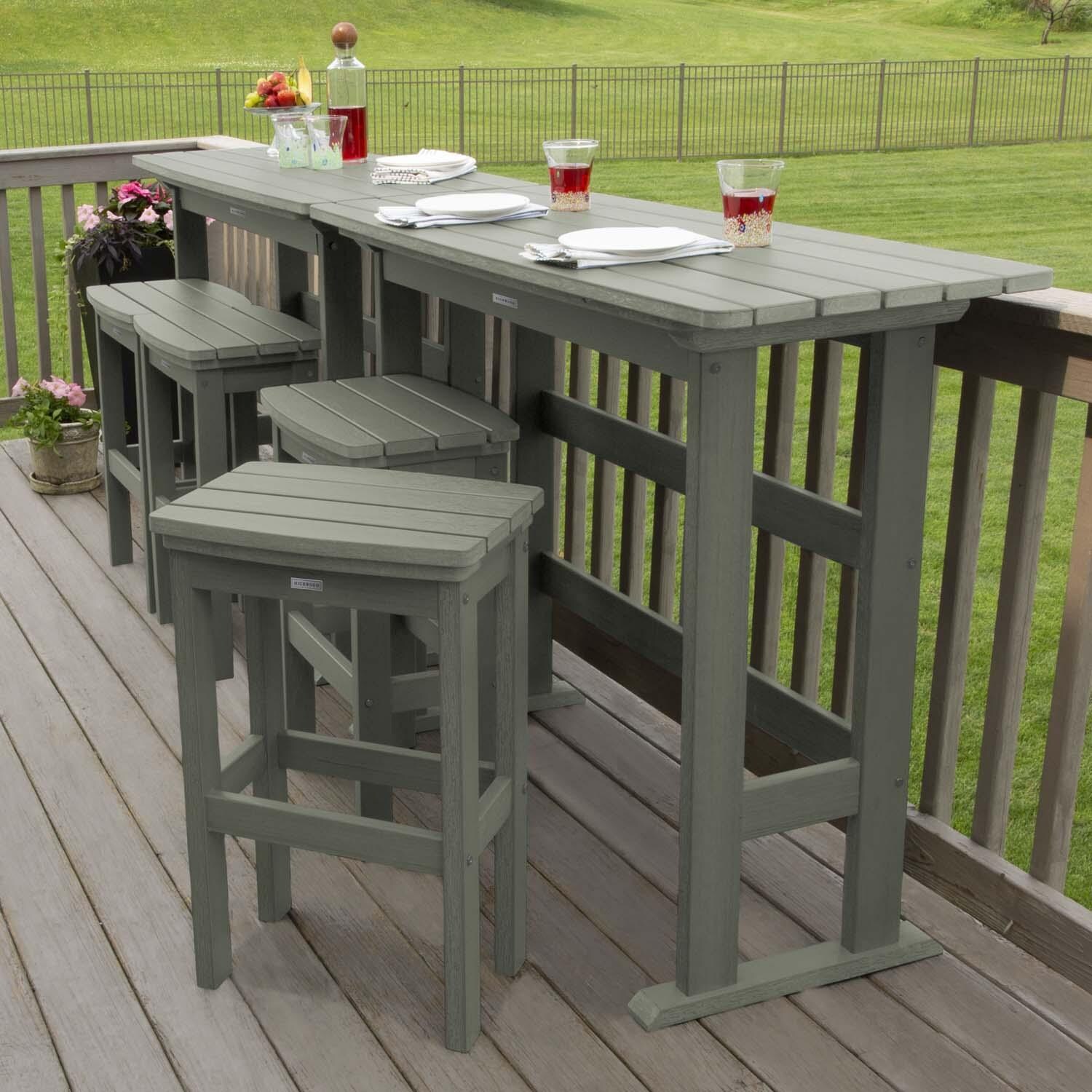 Hart Lane 6 Pc Recycled Plastic Bar Height Dining Set in Eucalyptus By Lakeview Outdoor Designs - Alternate Configuration - Lifestyle thumbnail