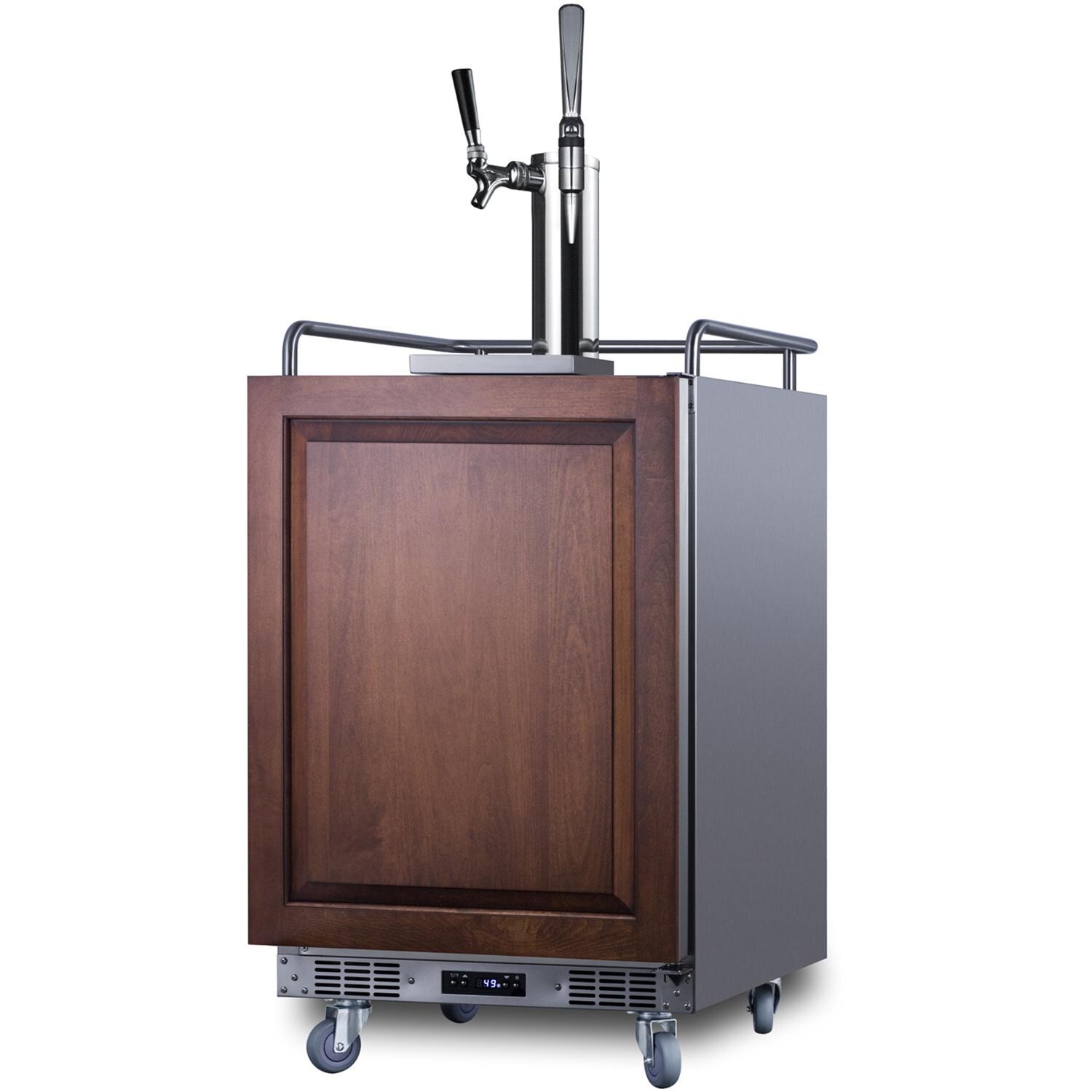 Summit SBC682PNRCMTWIN 24-Inch 5.6 Cu. Ft. Built-In Cold Brew/Nitro Coffee Kegerator - Custom Panel - Angled On Casters thumbnail