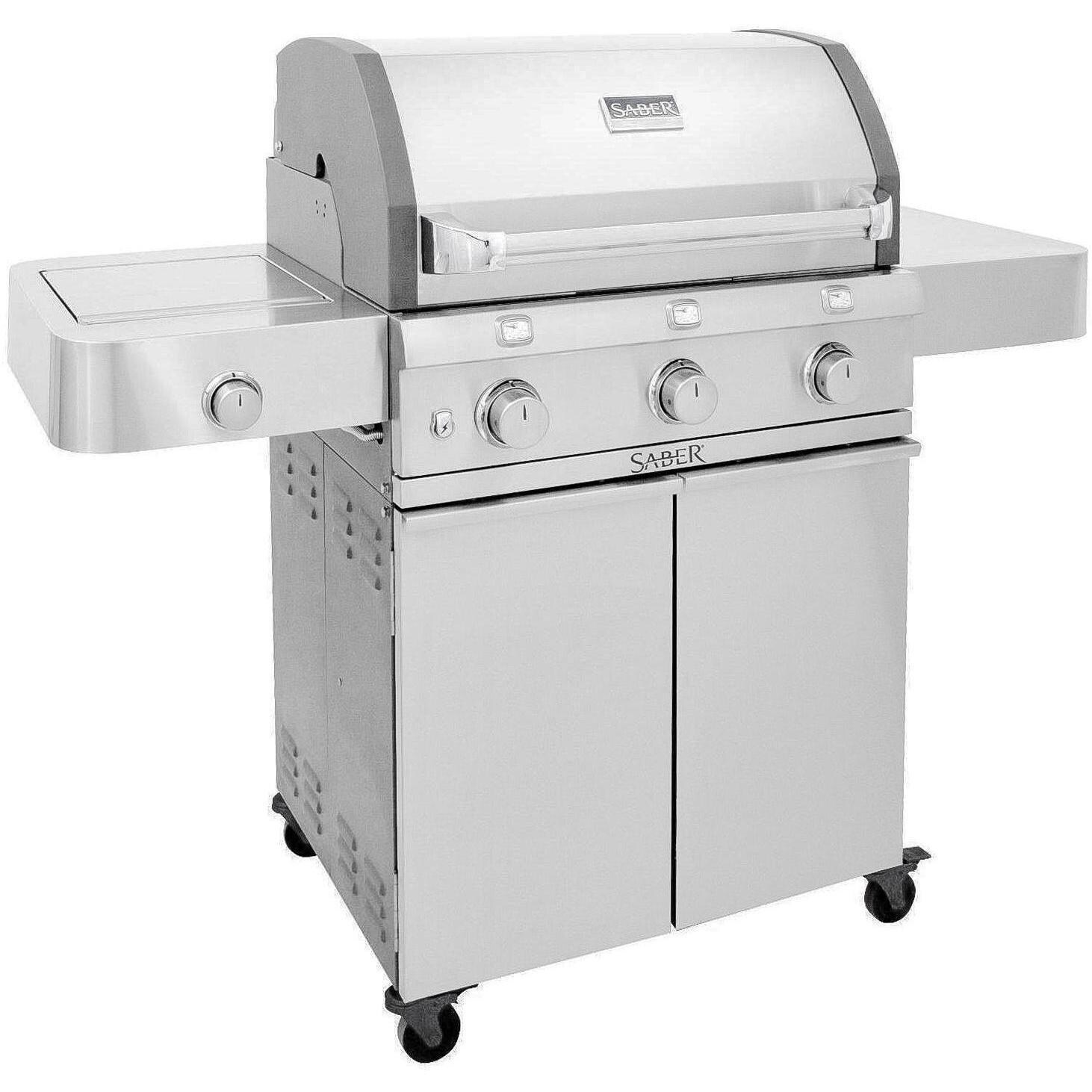Saber Deluxe R50CC0317 Stainless 500 32-Inch 3-Burner Infrared Propane Gas Grill With Side Burner - Right Facing thumbnail