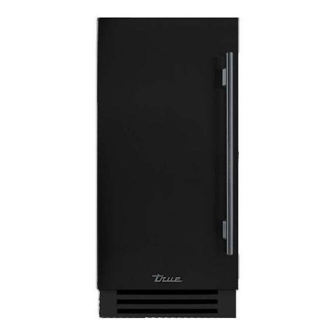 True TUIADA-15-LS-A~027-H05 ADA Height 15-Inch 75 Lb. Left Hinge Outdoor Ice Maker - Matte Black w/ Pewter Handle - Display - White Background thumbnail