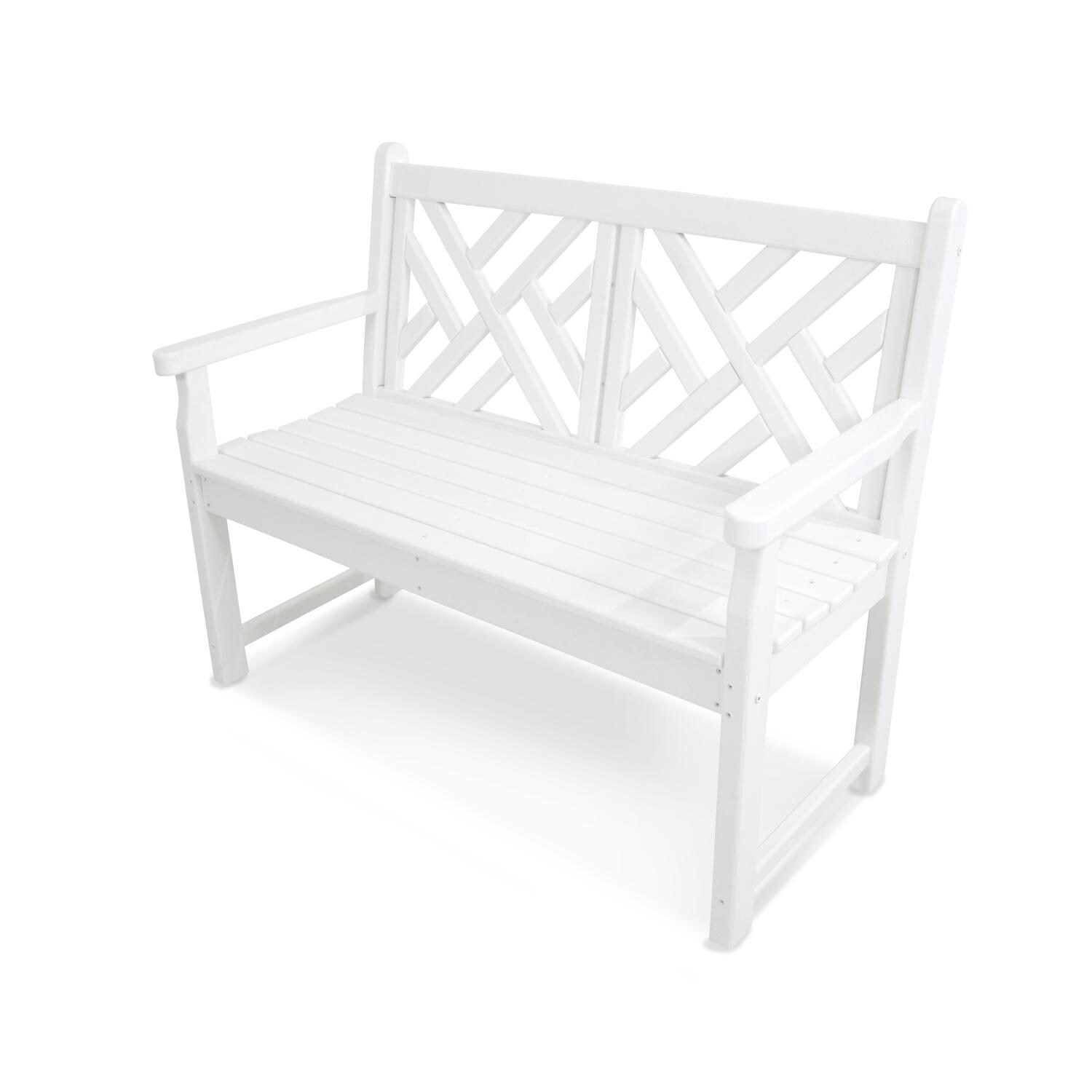 Nautical White Recycled Plastic Wood 48 Inch Patio Bench By Polywood Bbqguys