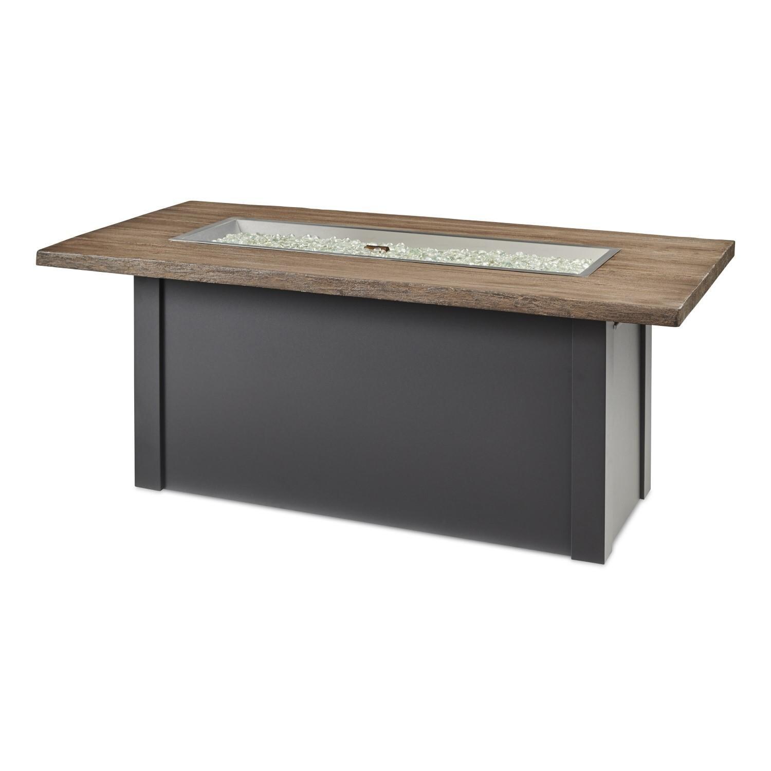 Havenwood 62 Inch Rectangular Powder Coated Steel Propane Fire Pit Table in Brown by The Outdoor GreatRoom Company