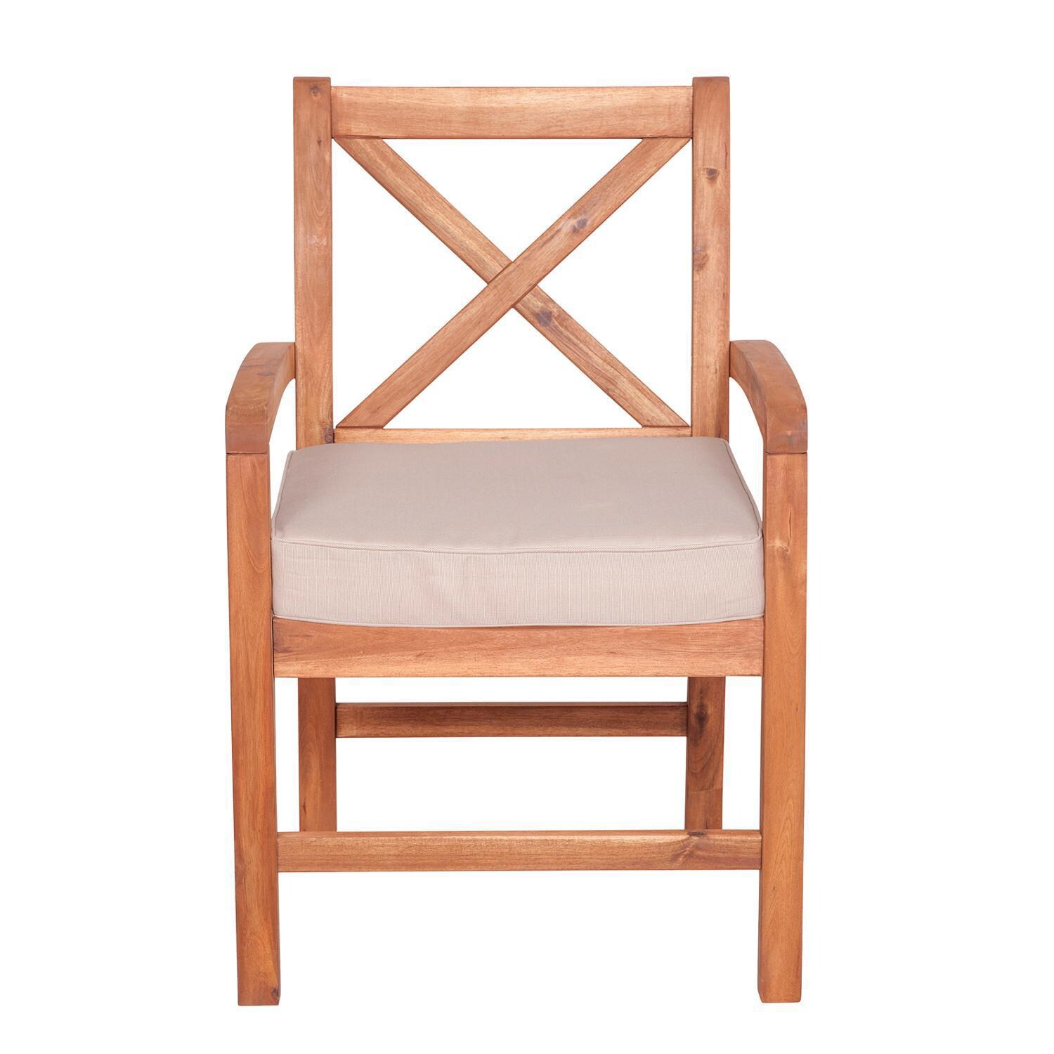 Ultimate Patio Camille Way 7 Piece Acacia Patio Dining Set - Dining Arm Chair Front thumbnail