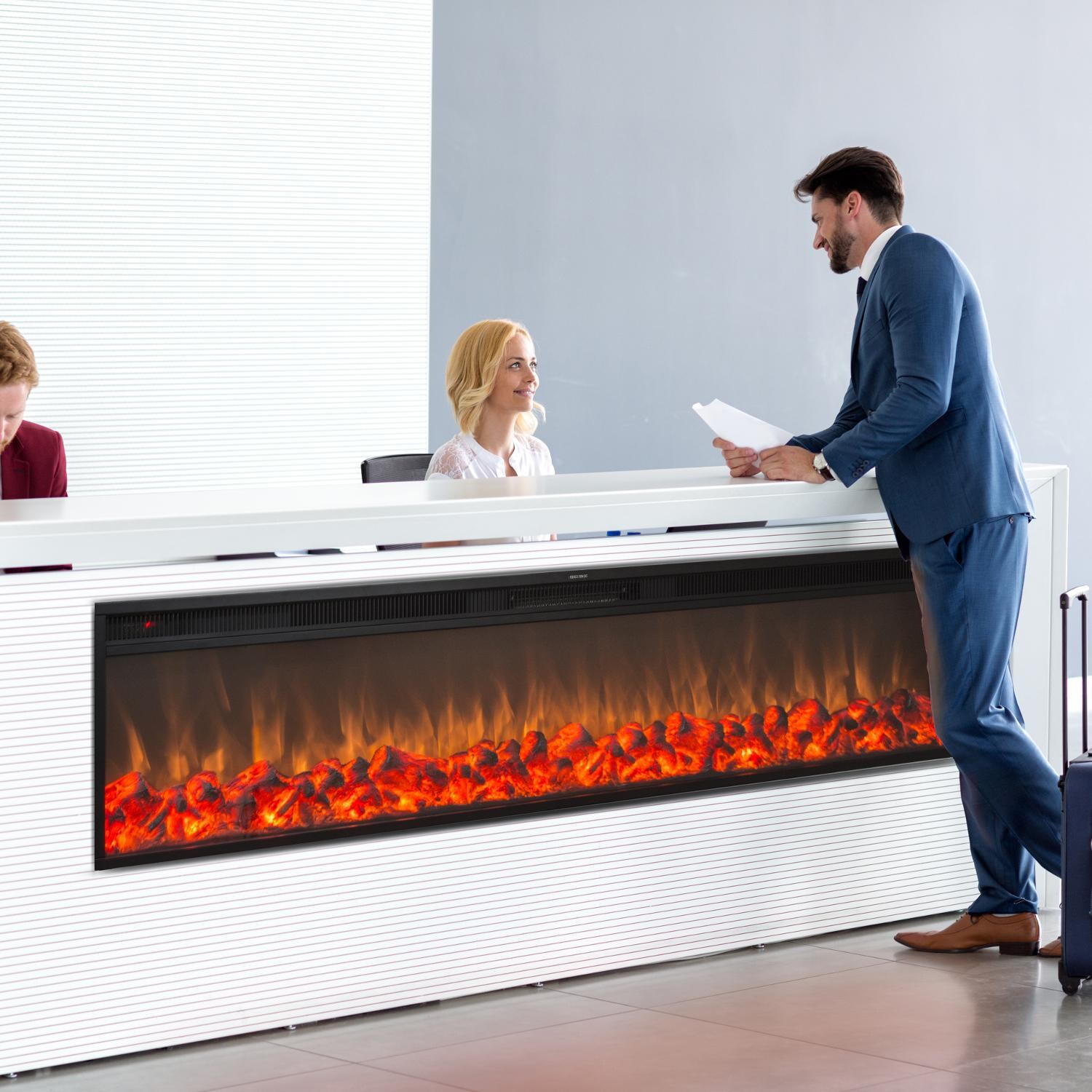 Touchstone Home Products Emblazon 72-Inch Linear Built-In Electric Fireplace - Lifestyle thumbnail