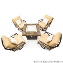 Blazing Beats 5 Piece Aluminum Patio Fire Table Conversation Set W/ Loft Fire Table Feat. Bluetooth - Natural Gas image