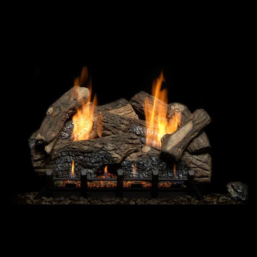 Monessen Berkley Oak 30-Inch Refractory Vent Free Gas Log Set W/ Natural Gas Natural Blaze Burner - Millivolt On/Off Remote Ready