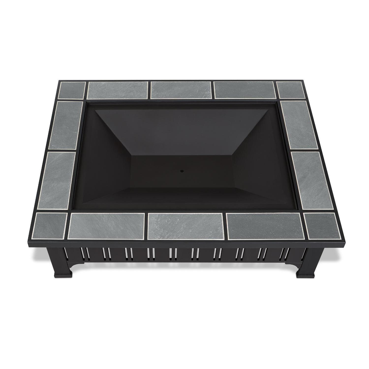 Real Flame Evans 43-Inch Rectangle Wood Burning Fire Pit - Black - Top View thumbnail