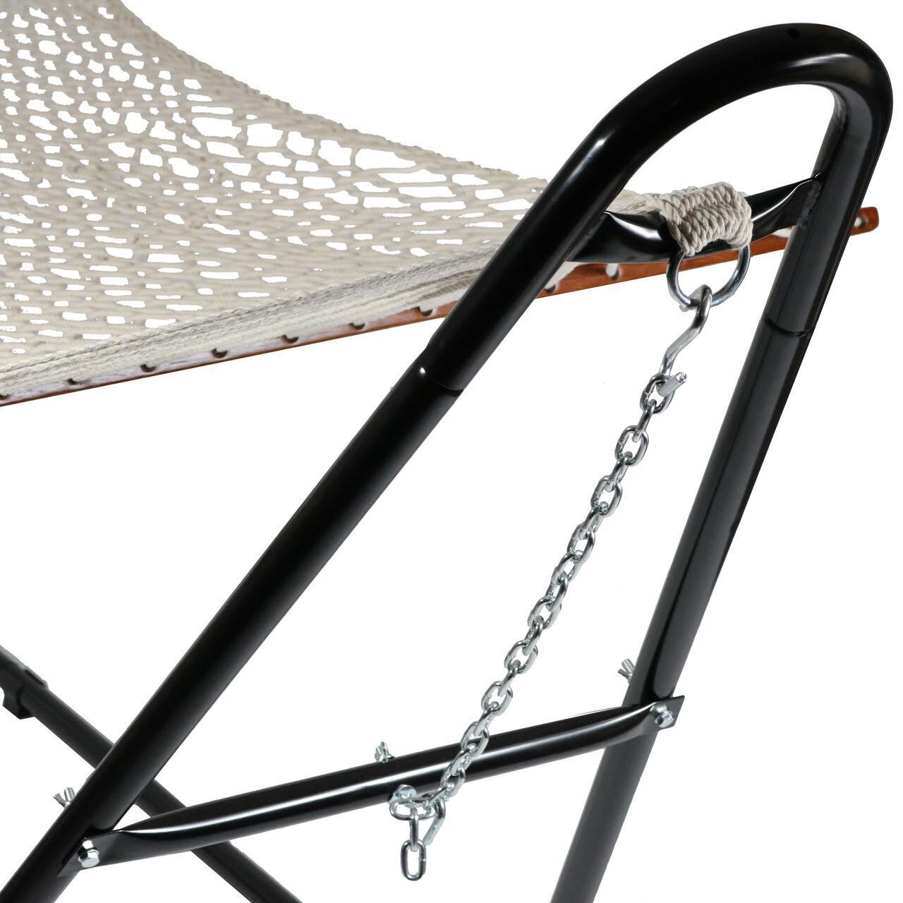 Ultimate Patio Classic Double Rope Hammock w/ Universal Multi-Use Stand - White - Stand Connection Detail thumbnail