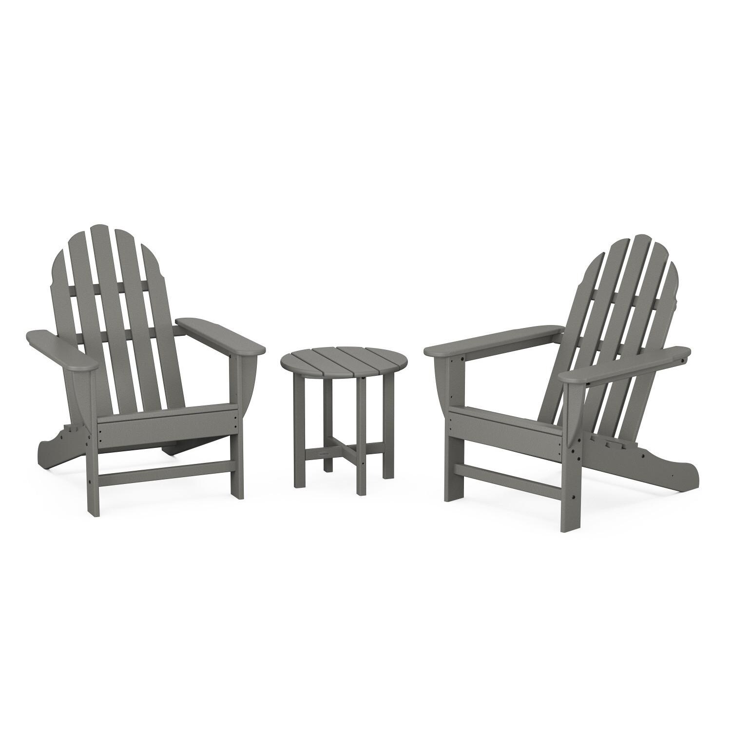 POLYWOOD PWS417-1-GY Classic Adirondack 3-Piece Set - Full Set thumbnail