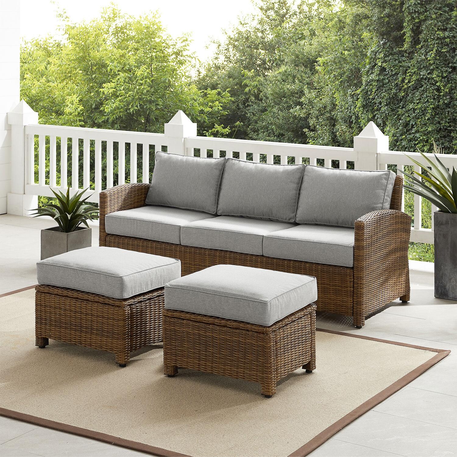 Ultimate Patio UP-92419WB-GY 3Pc Wicker Outdoor Sofa Patio Furniture Set in Gray - On Patio - Lifestyle thumbnail