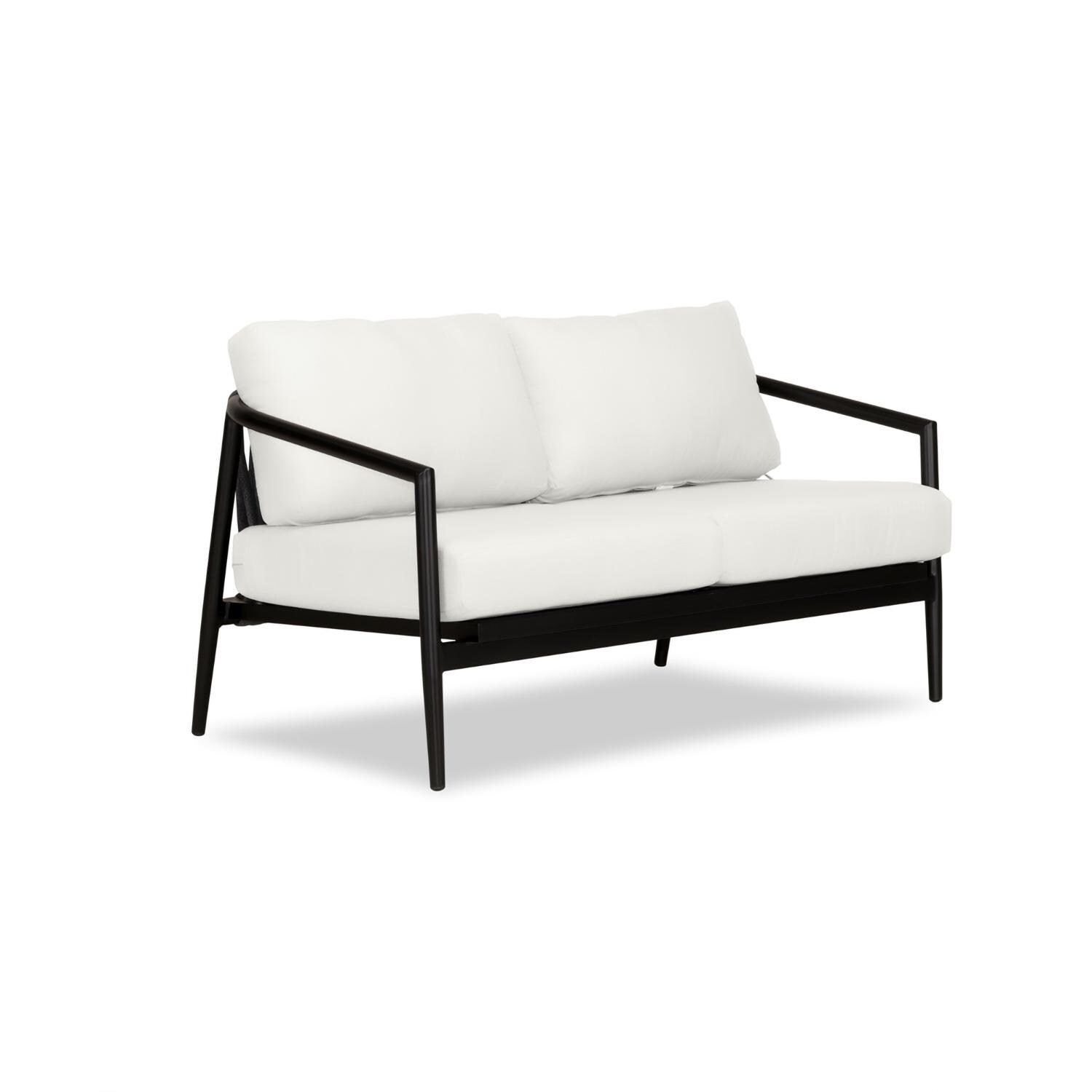 Lakeview Midnight Cove 2 Person Aluminum Loveseat in Black/Carbon/Canvas Natural - Angled - White Background thumbnail