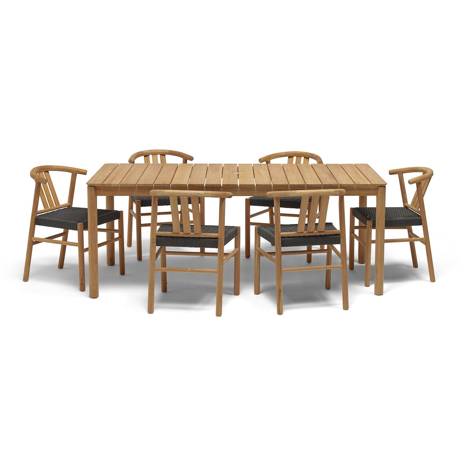 Neighbor HVN-RDT-SET 7 Piece Teak Rectangular Dining Set - Profile View thumbnail