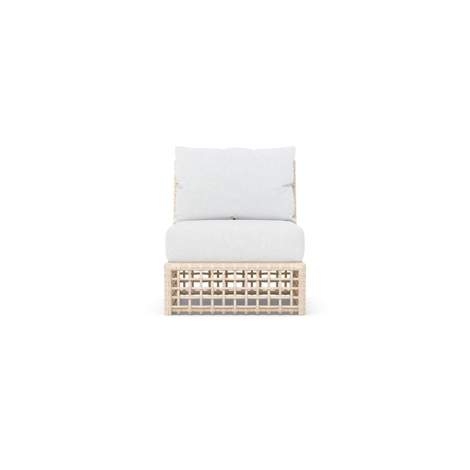Azzurro Living KIA-W05AC-CU Kiawah Wicker Armless Club Chair in Almond/Cloud - Front - White Background thumbnail
