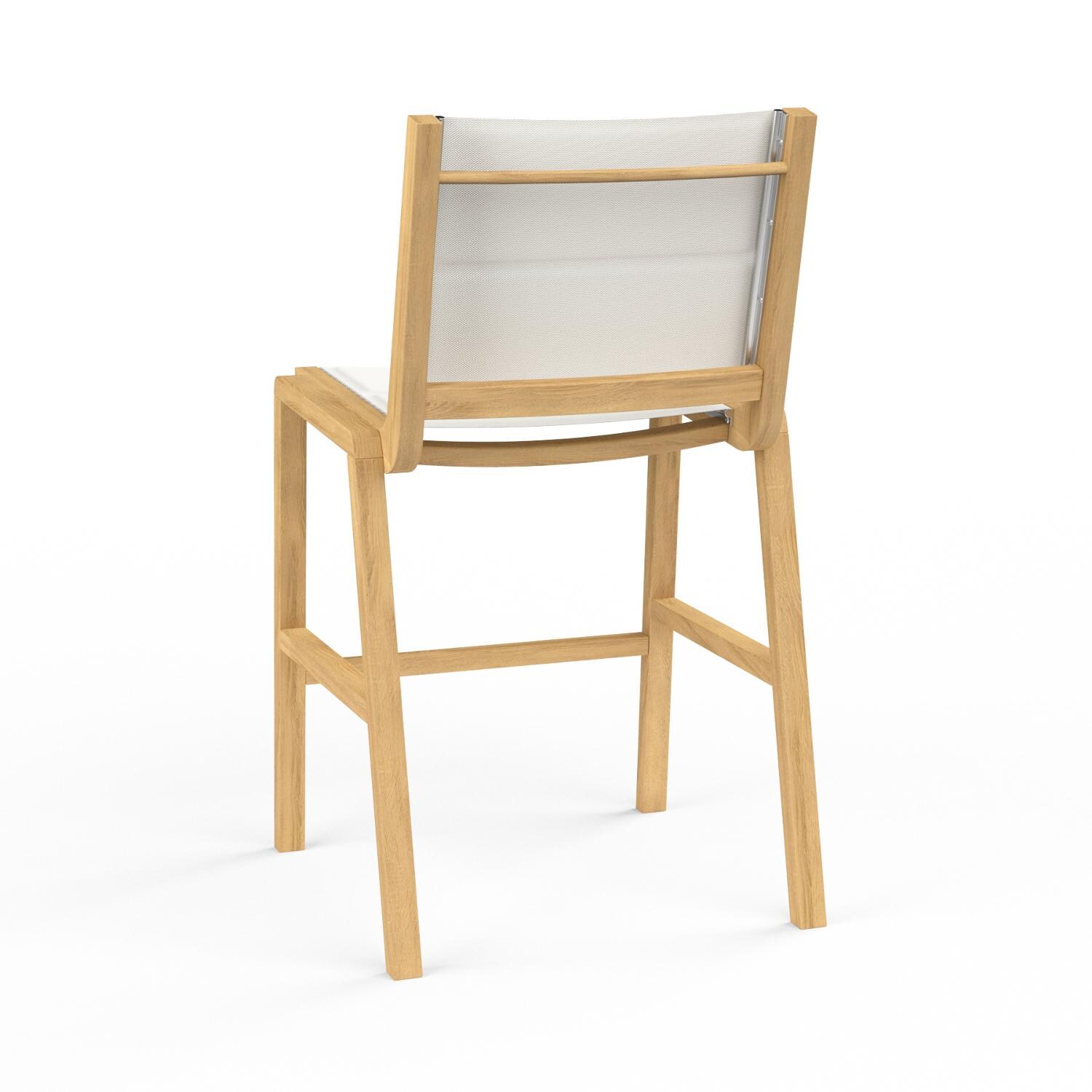 Sunset West - 5601-7B - Huntington Teak Armless Patio Sling Bar Stool W/ Padded Phifertex Frost Sling - Rear View thumbnail