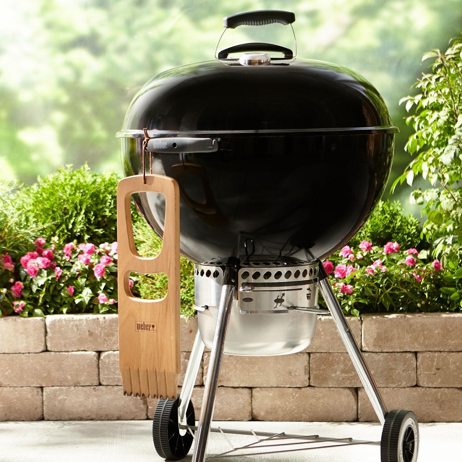 Weber 7459 Wood Grill Scraper - On Charcoal Grill - Lifestyle thumbnail