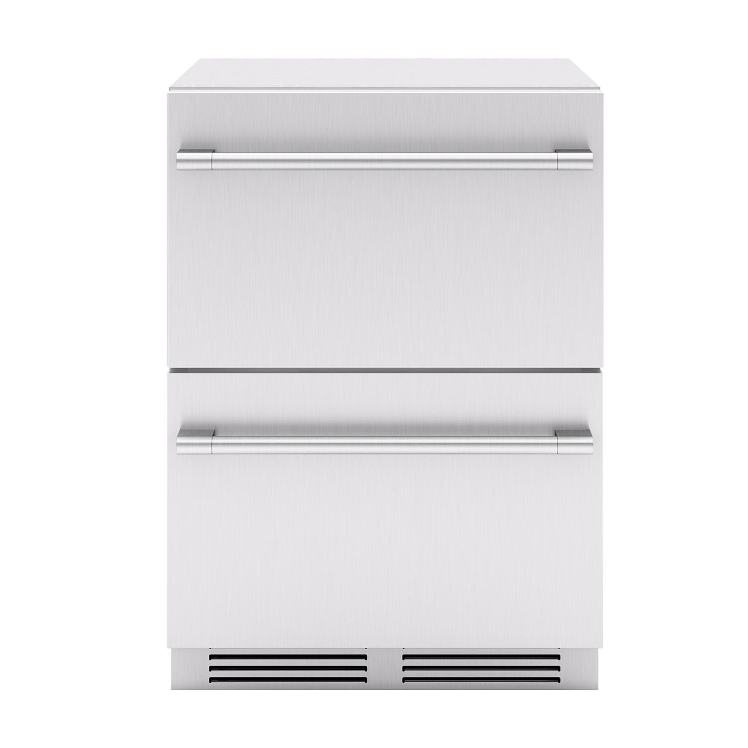 Zephyr PRRD24C2AS-OD Presrv 24-in 5.1 Cu. Ft. Dual Zone Outdoor Refrigerator Drawers - Front - White Background thumbnail