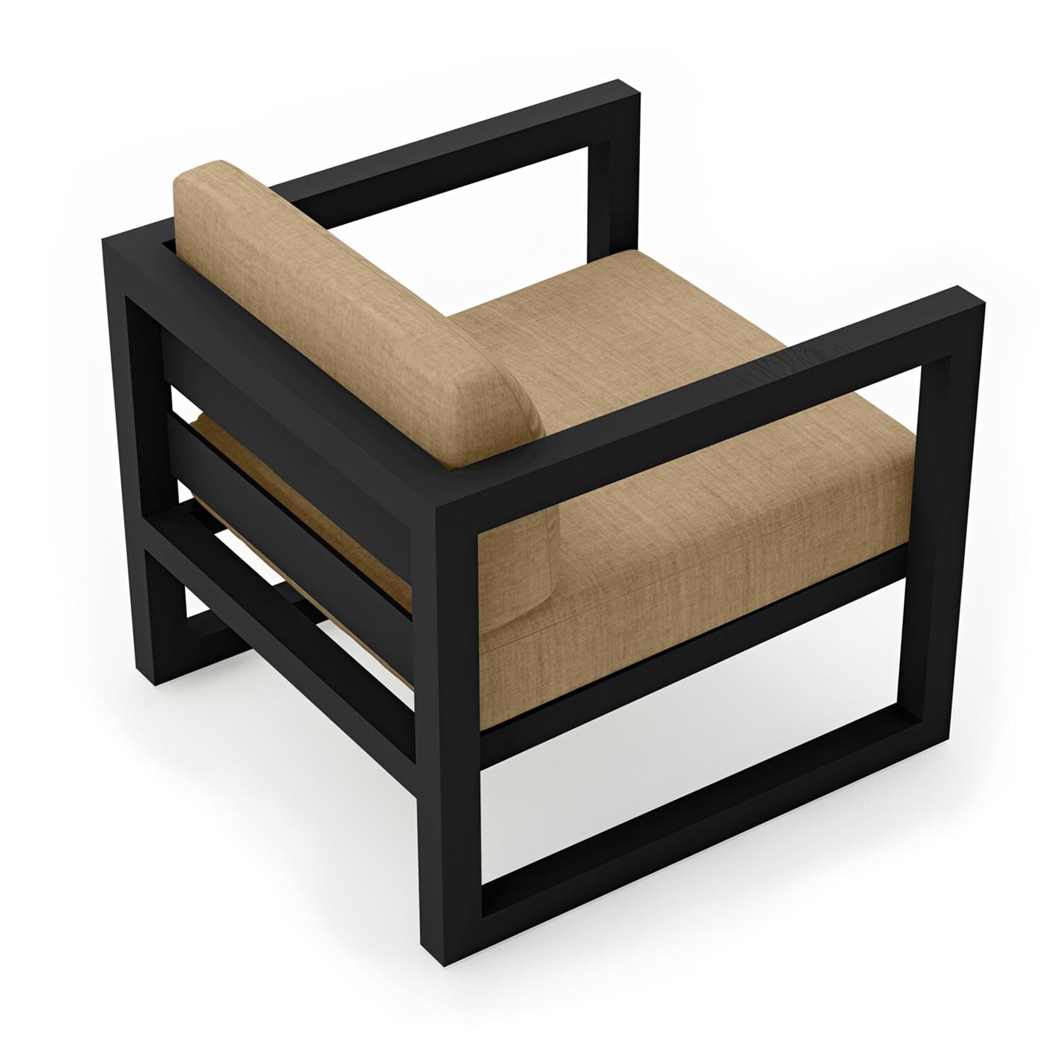 Lakeview MSTYCV-BK-CC-HB Misty Cove Aluminum Club Chair in Black w/Heather Beige Cushions by Lakeview Outdoor Designs - Angled Back - White Background thumbnail