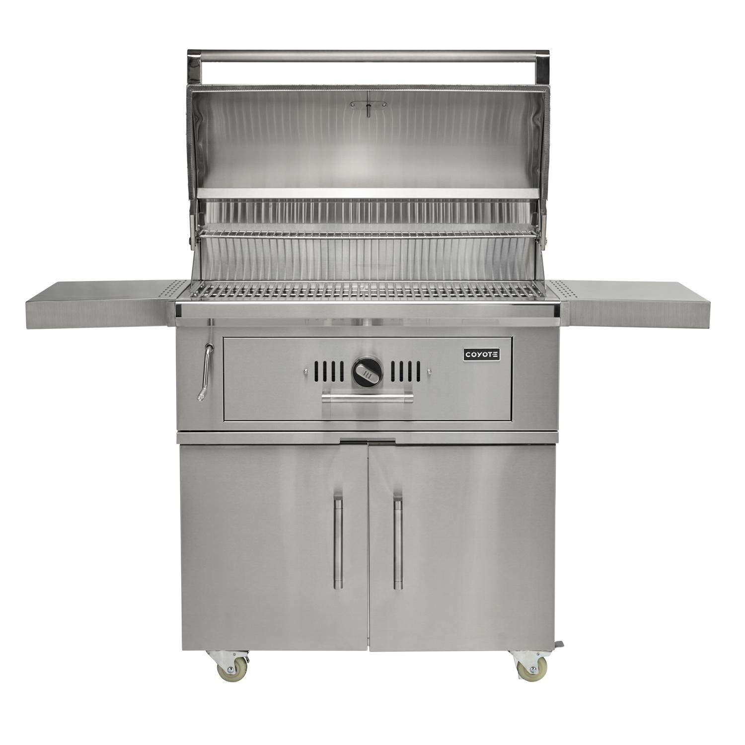 Coyote Outdoor Living Coyote 36 Inch Freestanding Charcoal Grill - Hood Open - White Background thumbnail