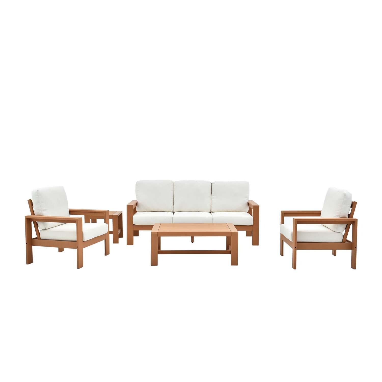 Corbin Bay 5 Pc Set Polyresin Seating Set By Lakeview Outdoor Designs - Front View - White Background thumbnail