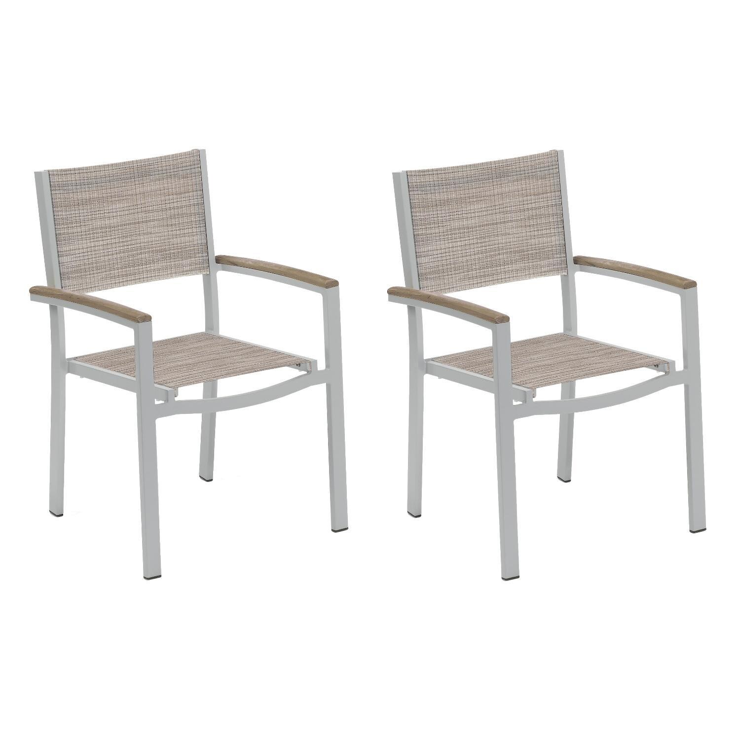 Travira 2 Piece Aluminum Patio Dining Arm Chair Set W/ Tekwood Vintage Arm Caps By Oxford Garden - Bellows Sling
