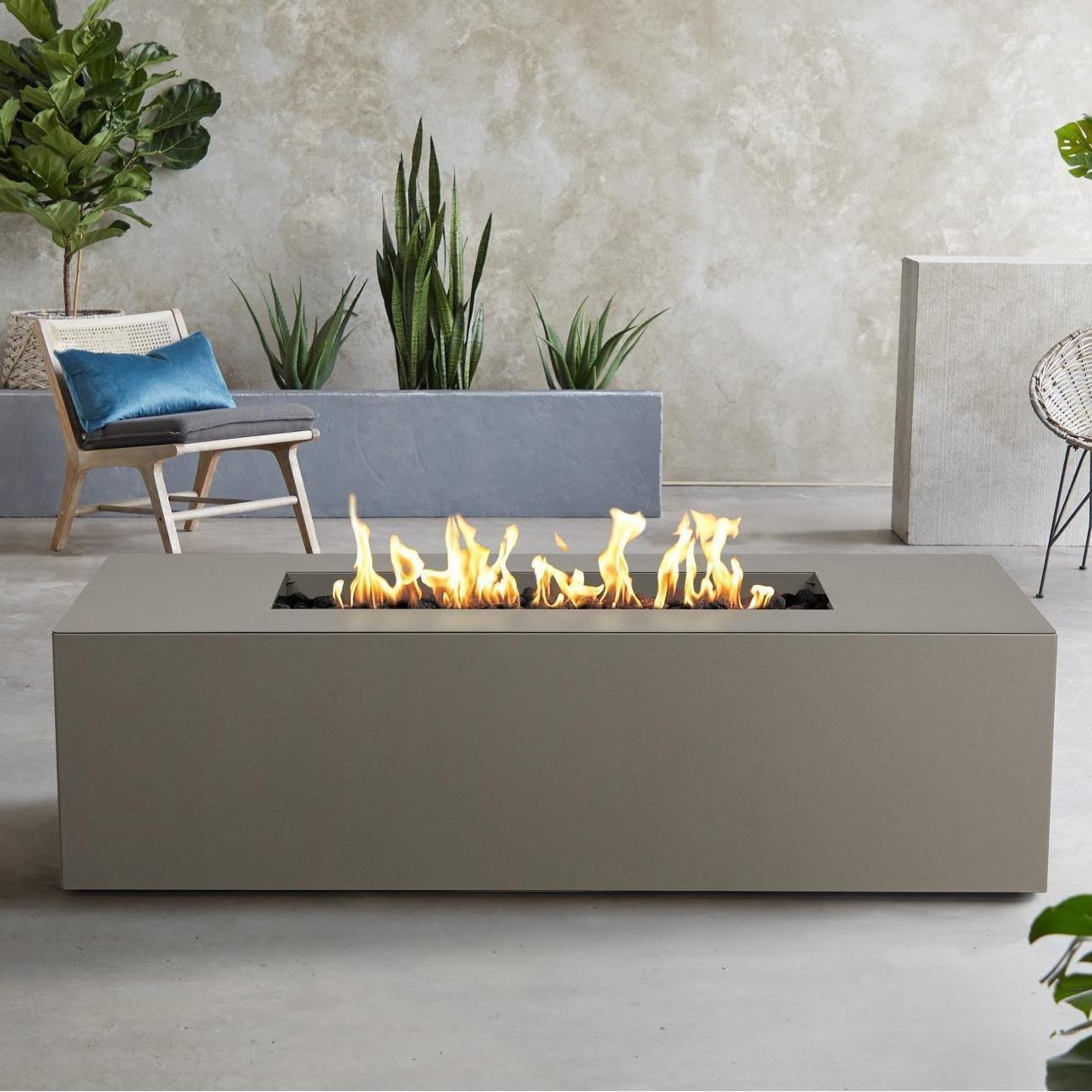 Covewood 72 Inch Rectangular Aluminum Propane Fire Pit in Cloud Gray by BBQGuys Signature